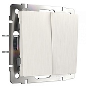 Выключатель двухклавишный перламутровый рифленый WL13-SW-2G