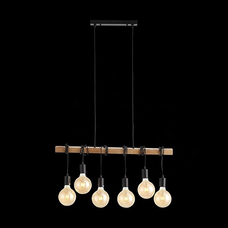 Светильник подвесной Черный, Светлое дерево E27 6*60W SL1142.403.06 - фото