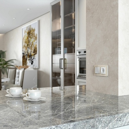 Выключатель двухклавишный (белый матовый) W1120061 - фото