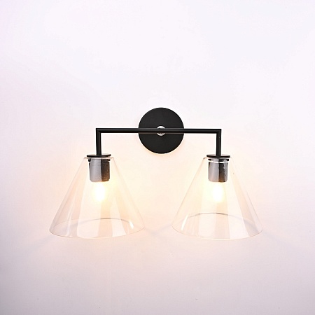 Бра Rh Utilitaire Funnel Shade Double Sconce Black Imperiumloft 123266-22 - фото