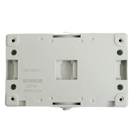 Розетка 2-местная с крышкой с/з STEKKER PST16-12-54, пластик АВS, 250В, 16А, IP54, серый/графит - фото