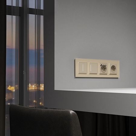 Сенсорный выключатель одноклавишный с подсветкой (шампань) W4512011 - фото