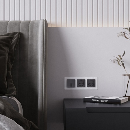 Розетка с заземлением (черный акрил) W1171048 - фото