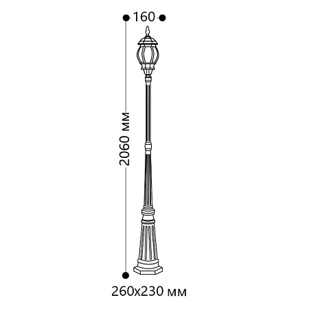 Светильник садово-парковый Feron 8114/PL8114 столб 2*100W E27 230V, черное золото - фото