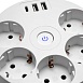 HM10-51-01 Удлинитель 5-местный с/з, 3x1мм2, 2.5м, 250В, 16А, 2USB+С 5V 3,1А, серия Comfort, белый - фото