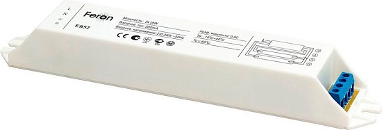 Аппарат пускорегулирующий электронный (балласт), 2*18W T8/G13 230V, EB52 - фото