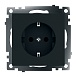 Розетка 1-местная с/з (механизм), STEKKER GLS16-7110-05, 250В, 16А с защитной шторкой, серия Катрин, черный - фото