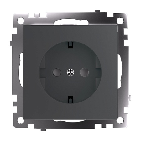 Розетка 1-местная с защитной шторкой с/з (механизм), 250В, 16А, серия Катрин, графит, GLS16-7110-06 - фото