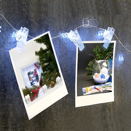 Гирлянда линейная Feron CL573 Прищепки, статичная, 1.8м USB 2700K , прозрачный шнур - фото