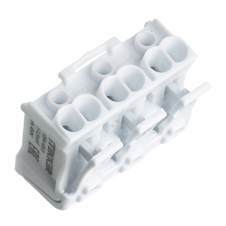 Клемма монтажная STEKKER, LD294-4003, для подключения фазных проводников, 3 контактные группы (3 ввода, 3 вывода на полюс) - фото