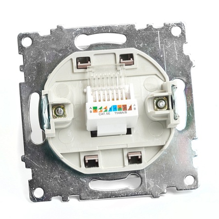 Розетка компьютерная 1-местная RJ-45 (механизм), STEKKER GLS00-7107-04, серия Катрин, шоколад - фото