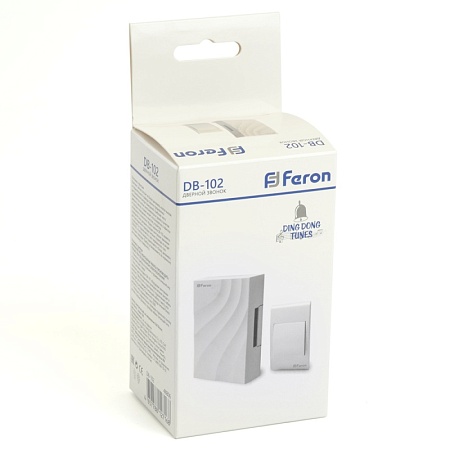 Звонок с кнопкой проводной Feron DB-102 электромеханический белый 230V 119х70х37мм - фото