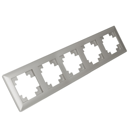 Рамка STEKKER, PFR00-7004-03 4-местная, пластик, серия Катрин, серебро - фото