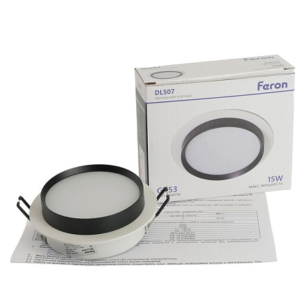 Светильник встраиваемый Feron DL507 потолочный GX53 белый + черный круг - фото