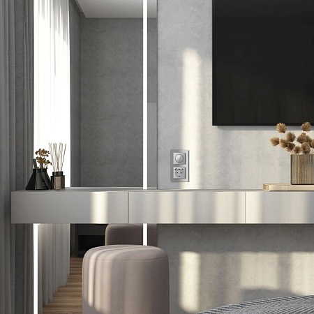 Рамка на 2 поста Senso (серебряный, стекло soft-touch) W0023106 - фото