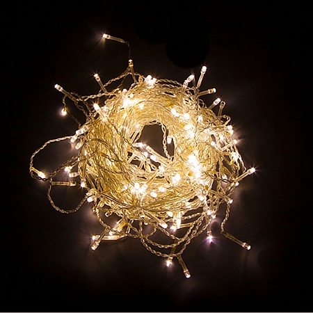 Светодиодная гирлянда Feron CL22 бахрома, статичная, 4,5м*0,8м+ 3м 230V 2700К c питанием от сети, белый шнур - фото