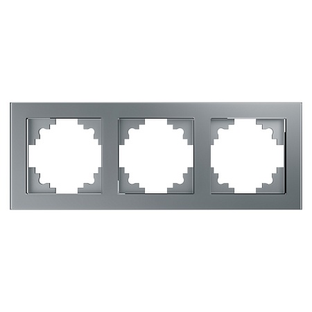 Рамка 3-местная, стекло, STEKKER, GFR00-7003-03, серия Катрин, серебро - фото