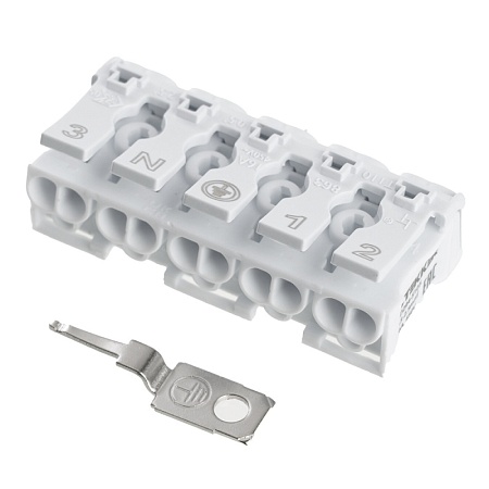 Клемма монтажная с/з STEKKER для подключения фазных проводников, 5 контактных групп (3 ввода, 3 вывода на полюс), LD294-5105 - фото