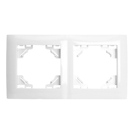 Рамка 2-местная горизонтальная STEKKER, PFR00-9002-01, серия Эрна, белый - фото