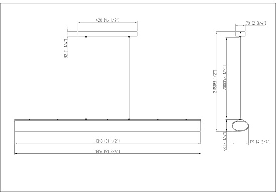 Подвесной светильник Technical P073PL-L38CH4K - фото