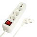 Удлинитель 3-местный с/з с выключ. STEKKER HM071-31-03 3x1мм2, 3м, 250В, 16А, 1USB+2C, 2.4A, сер Home, белый - фото