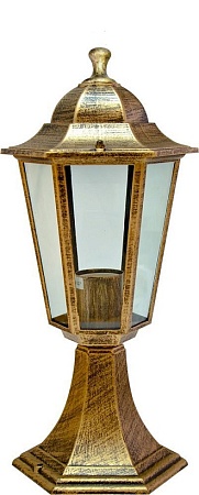 Светильник садово-парковый Feron 6104/PL6104 шестигранный на постамент 60W E27 230V, черное золото - фото