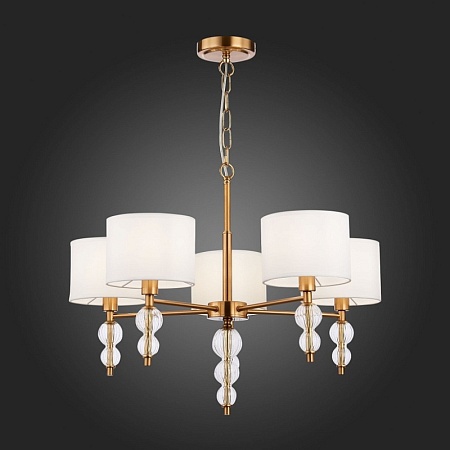 Светильник подвесной Латунь, Прозрачный/Белый E14 5*40W SLE105713-05 - фото
