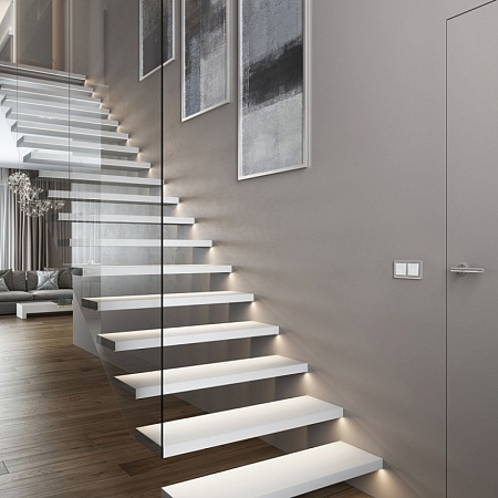 Выключатель одноклавишный с подсветкой белый матовый W1110161 - фото