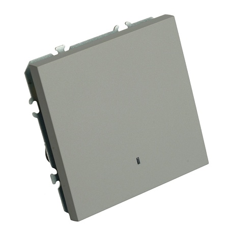 Выключатель 1-клавишный c индикатором (механизм), STEKKER, 250В, 10А, серия Эмили, RSW10-5101-10, платиново-серый, soft touch - фото