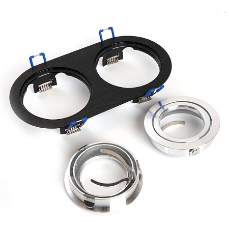 Светильник потолочный встраиваемый, DL2812 MR16 50W G5.3 "овал", черный-хром - фото