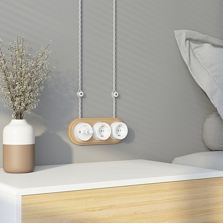 Рамка на 3 поста светлый бук W0035224 - фото