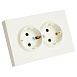 Розетка 2-местная с защитной шторкой, STEKKER, с/з, 250В, 16А, серия Эмили, RST16-5114-01, белый фарфор, soft touch - фото
