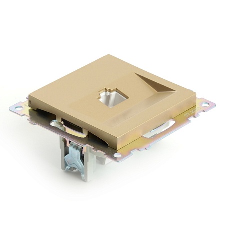 Розетка компьютерная 1-местная RJ-45 (механизм), STEKKER, GLS00-7107-08, серия Катрин, золото - фото