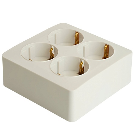 Розетка 4-местная с/з открытой установки, квадрат, STEKKER, 250В, 16А, IP20, серия София, белый, MST16-14S-01 - фото