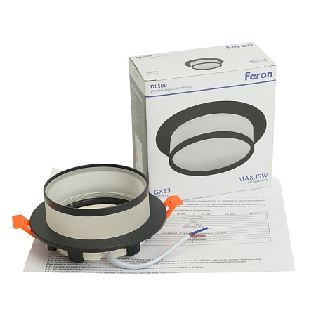 Светильник встраиваемый Feron DL500 потолочный GX53 черный круг - фото
