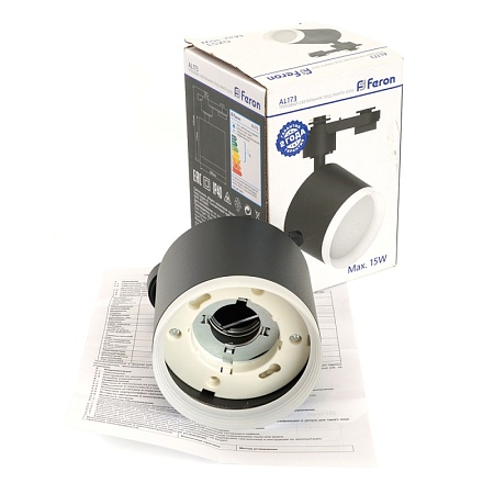 Светильник Feron AL173 трековый однофазный на шинопровод под лампу GX53, черный - фото