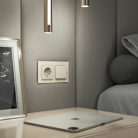 Выключатель одноклавишный проходной (айвори матовый) W1112062 - фото