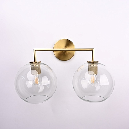 Бра Rh Utilitaire Globe Shade Double Sconce Brass Imperiumloft 123273-22 - фото