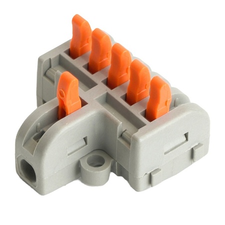 Клемма супер-компактная разветвительная 1 вход, 4 выхода, наборная STEKKER,LD220-104 - фото