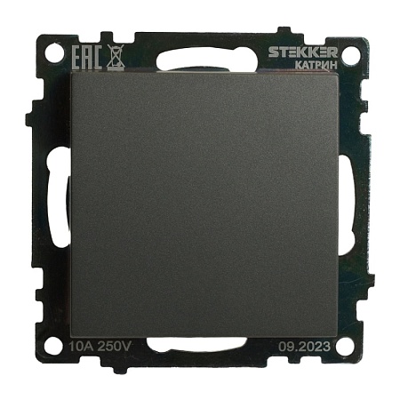 Выключатель 1-клавишный (механизм) 250В, 10А, серия Катрин, графит, GLS10-7103-06 - фото