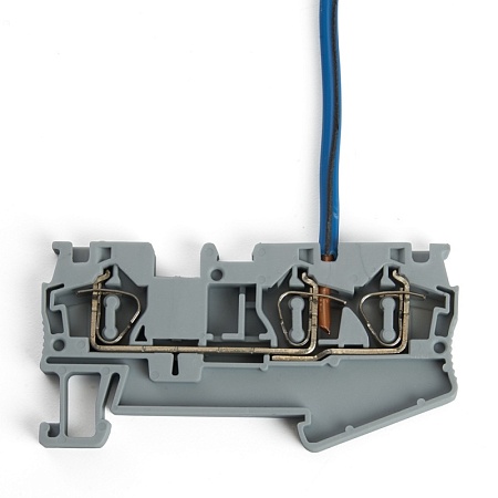 Зажим пружинный, 3-проводной проходной ЗНИ - 2,5 (JXB ST 2,5), серый STEKKER - фото