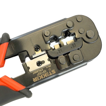 Кримпер STEKKER CTLS007 для обжима RJ разъемов RJ-45 (8P8C), RJ-12 (6P6C) и RJ-11 (6P4C и 6P2C), черный, красный - фото