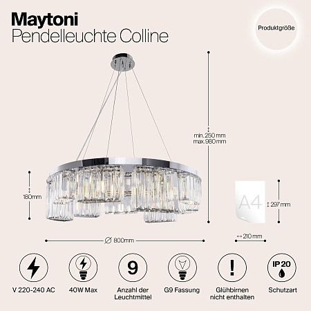 Подвесной светильник Maytoni Colline MOD083PL-09CH - фото