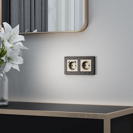 Рамка на 2 поста (черный) W0022408 - фото