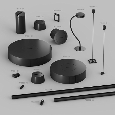 TR5511-BK Накладное основание с возможностью размещения блока питания и подачи питания треку-ремню Belty, серия Base, D260*H50мм, IP20, черный, алюминий - фото