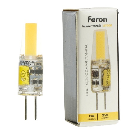 Лампа светодиодная Feron LB-424 G4 3W 12V 2700K - фото