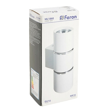 Светильник  настенный Feron ML1860 ZEN MR16 35W, 230V, 2*GU10, белый, хром IP20 - фото
