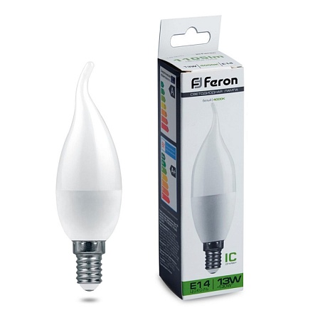 Лампа светодиодная Feron LB-970 Свеча на ветру E14 13W 175-265V 4000K - фото