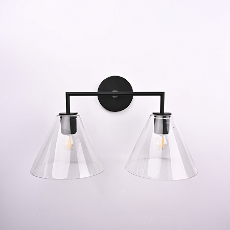 Бра Rh Utilitaire Funnel Shade Double Sconce Black Imperiumloft 123266-22 - фото