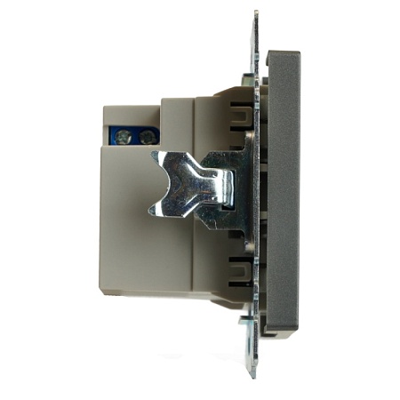 Розетка 2-местная USB + type C (механизм), 250В, 3А, max 20W, серия Катрин, графит, GLS10-7116-06 - фото